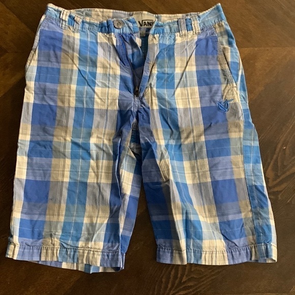Boys VANS Blue Plaid Retro Shorts - Picture 4 of 7